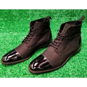 Express Patent Leather Cap Toe Ankle Boots Mens Size 13 Black Comfort Lace Up